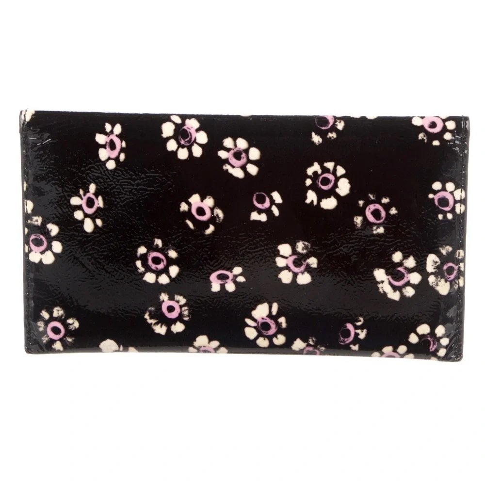 Tory Burch Patent Leather Flower Printed Wallet